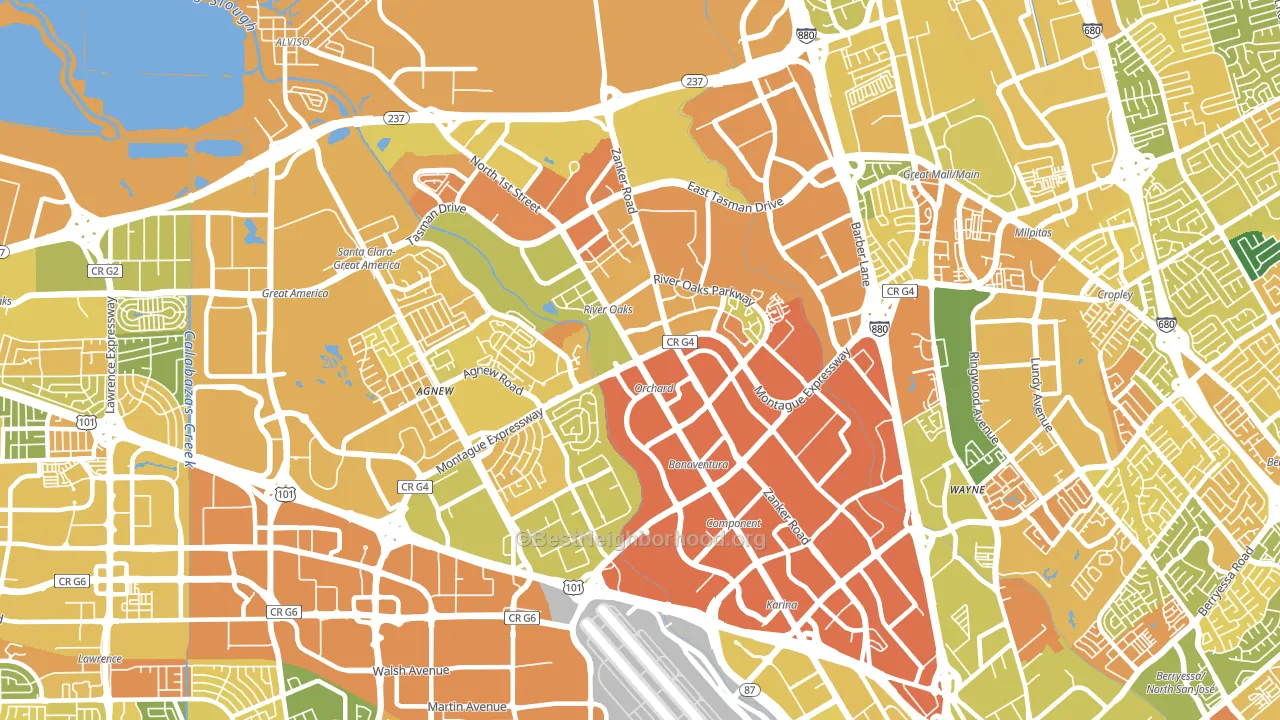 North San Jose, San Jose, CA block-group voter-turnout map