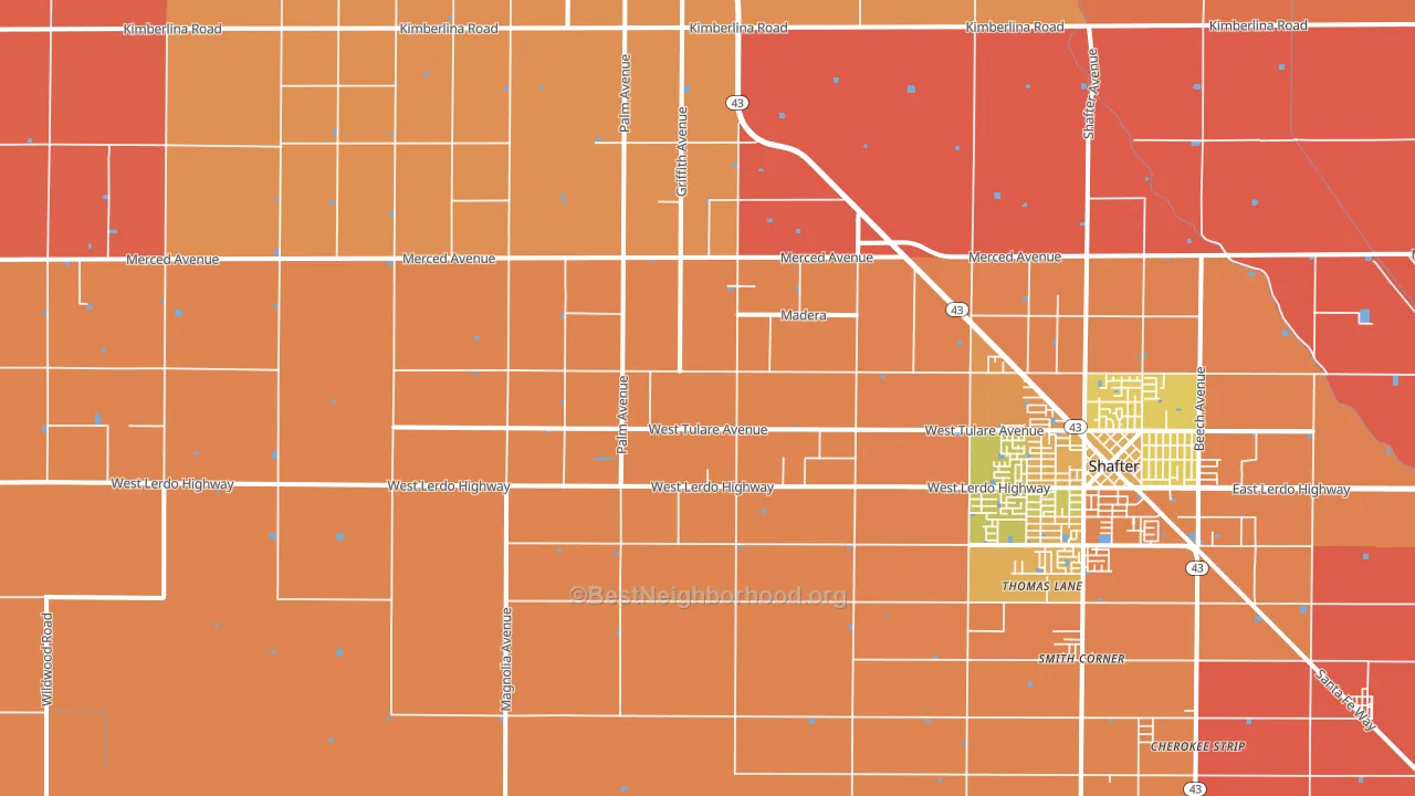 North Shafter, CA block-group voter-turnout map