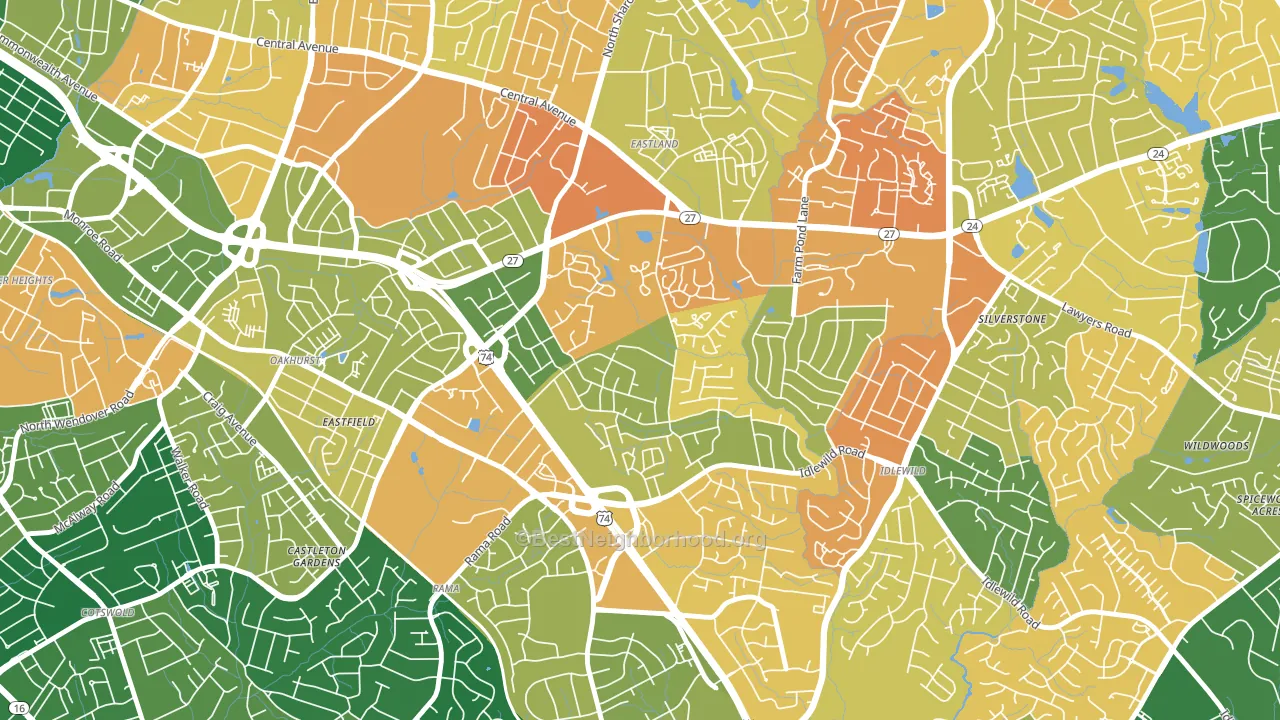 North Sharon Amity, Charlotte, NC block-group voter-turnout map
