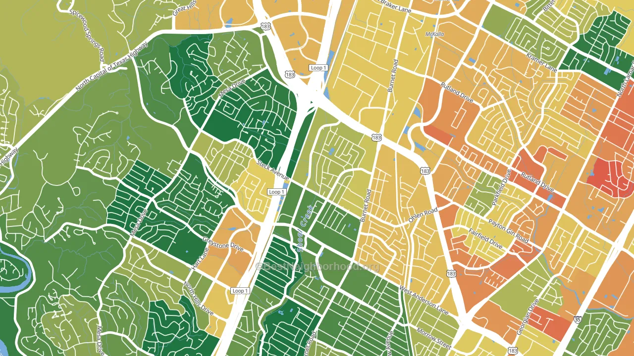 North Shoal Creek, Austin, TX block-group voter-turnout map