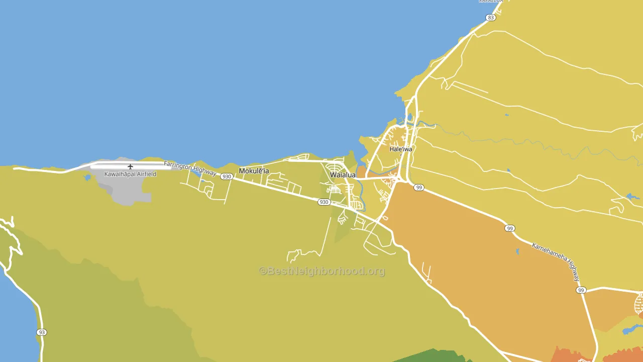 North Shore Waialua, Waialua, HI block-group voter-turnout map