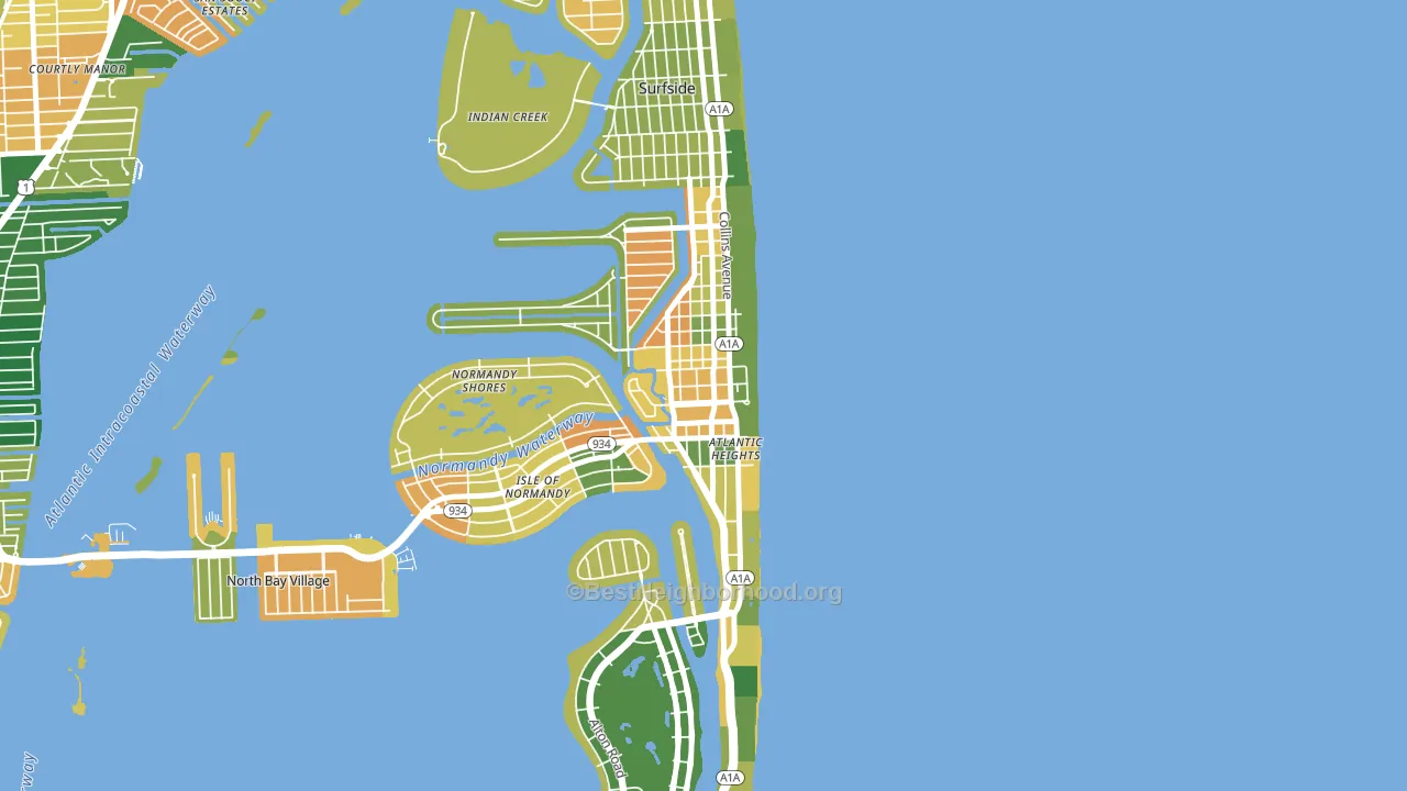 North Shores, North Bay Village, FL block-group voter-turnout map