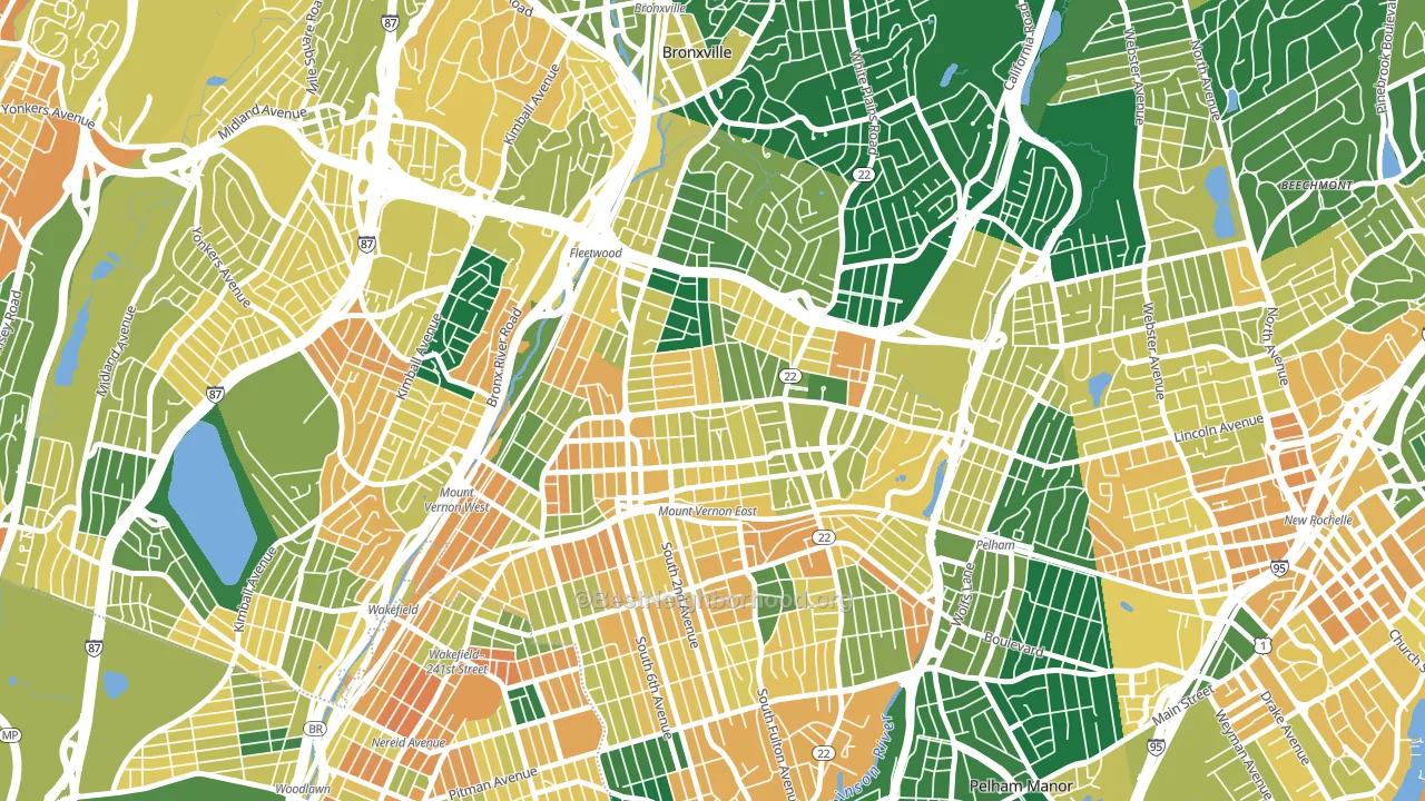North Side, Mount Vernon, NY block-group voter-turnout map
