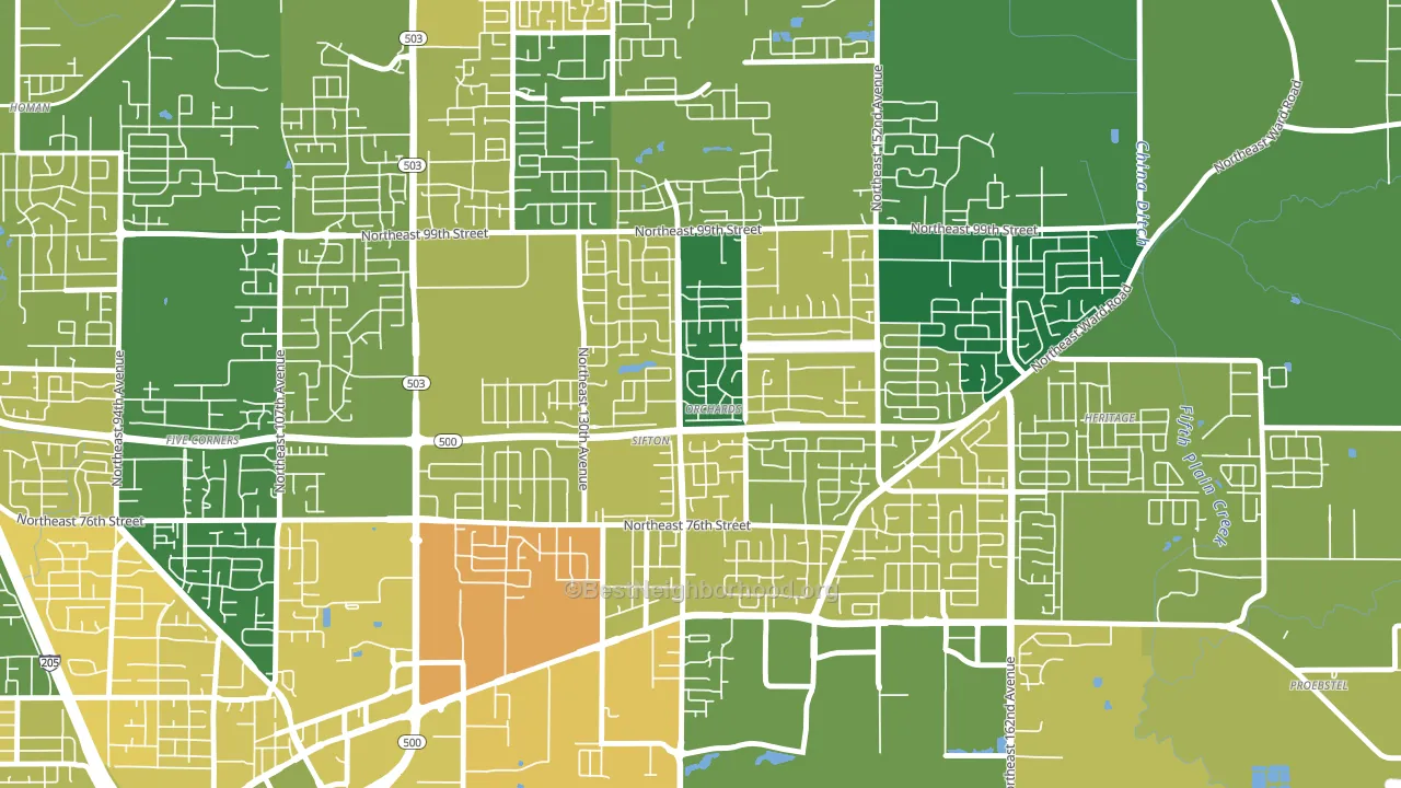 North Sifton-Orchards Area, Orchards, WA block-group voter-turnout map