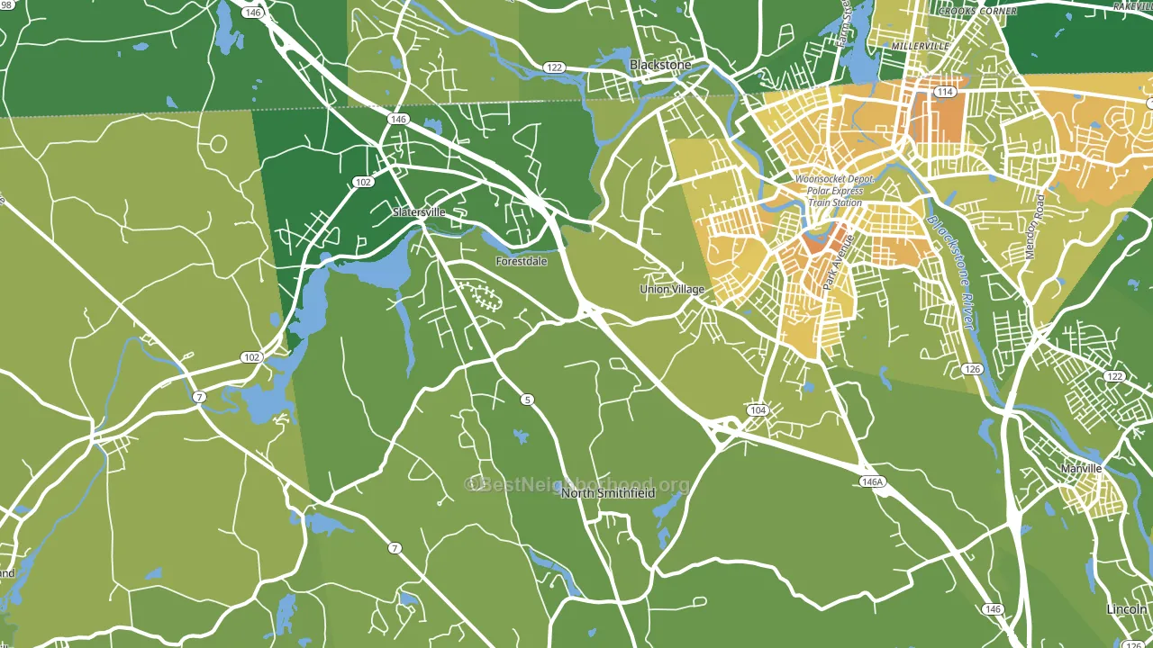 North Smithfield, RI block-group voter-turnout map