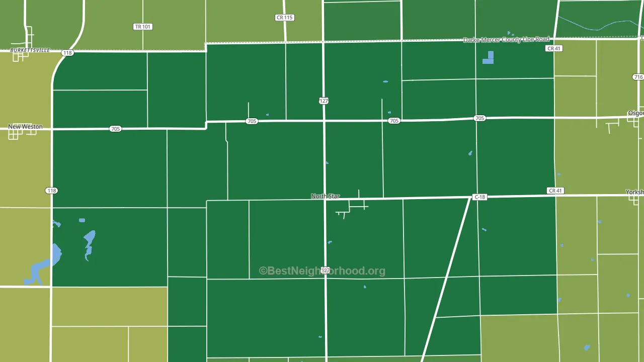 North Star, OH block-group voter-turnout map