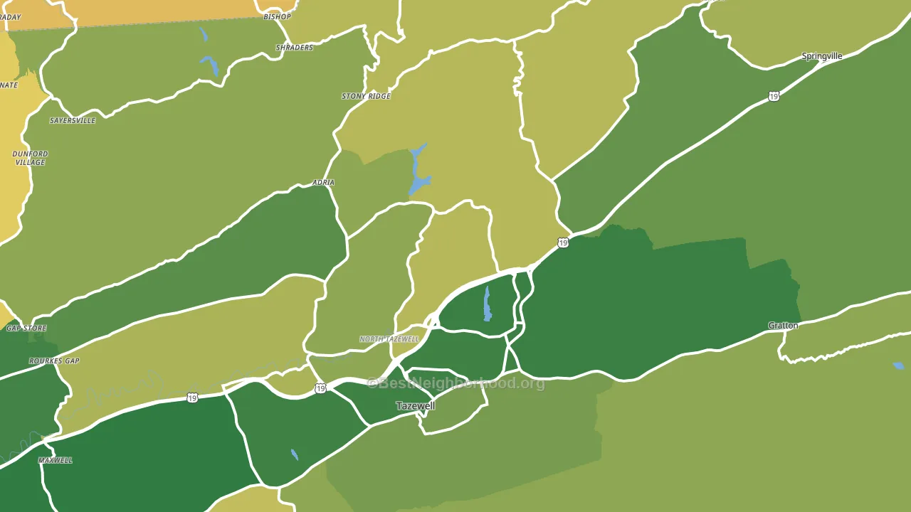 North Tazewell, VA block-group voter-turnout map