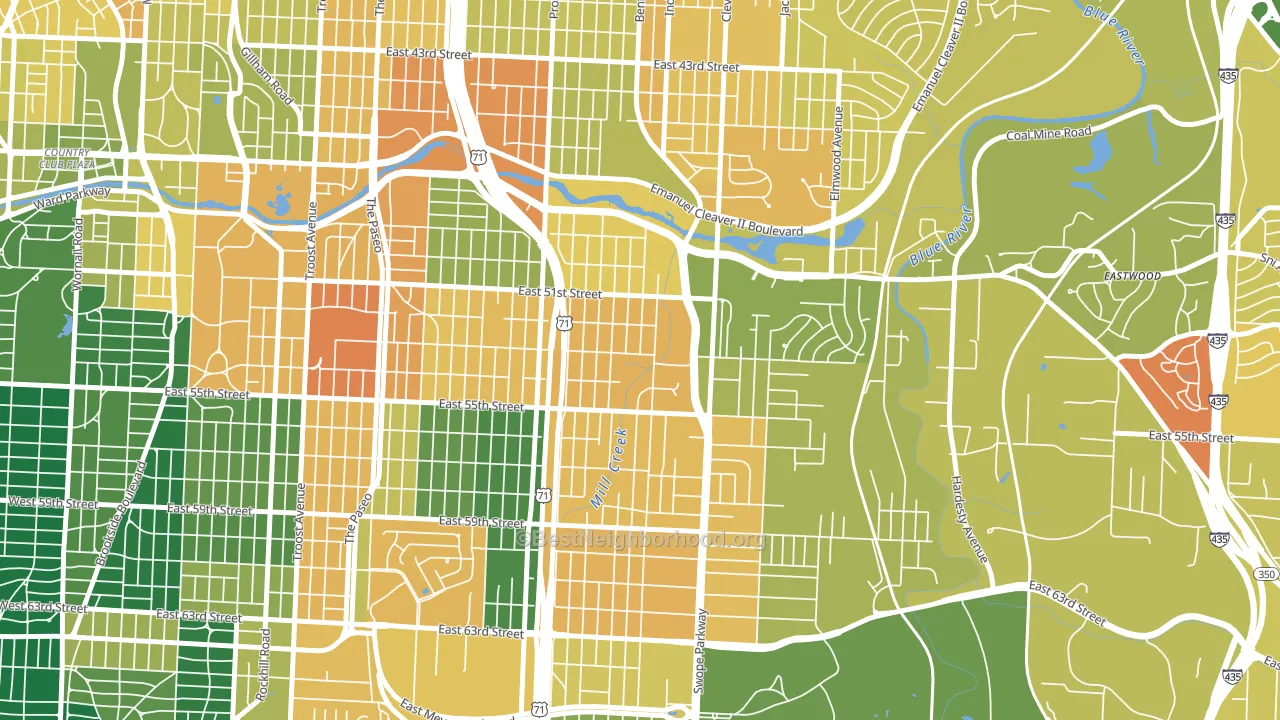 North Town Fork Creek, Kansas City, MO block-group voter-turnout map