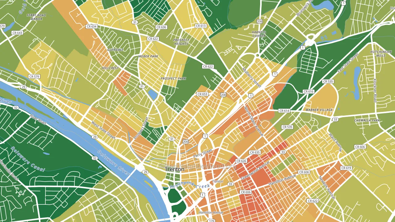 North Trenton, Trenton, NJ block-group voter-turnout map