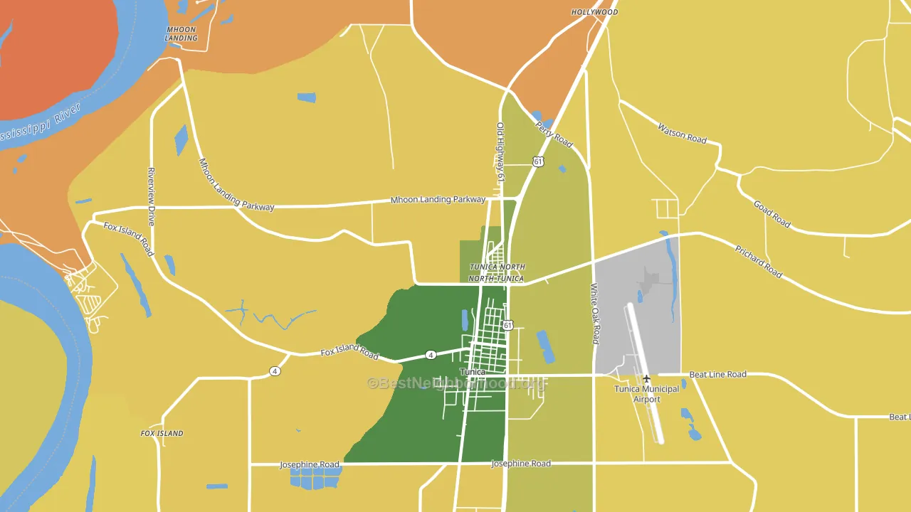 North Tunica, MS block-group voter-turnout map