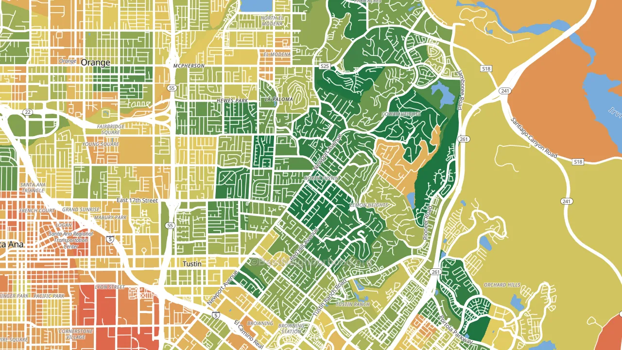 North Tustin, CA block-group voter-turnout map
