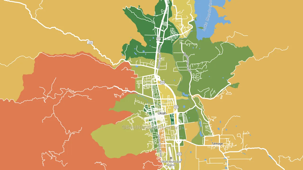 North Ukiah, Ukiah, CA block-group voter-turnout map