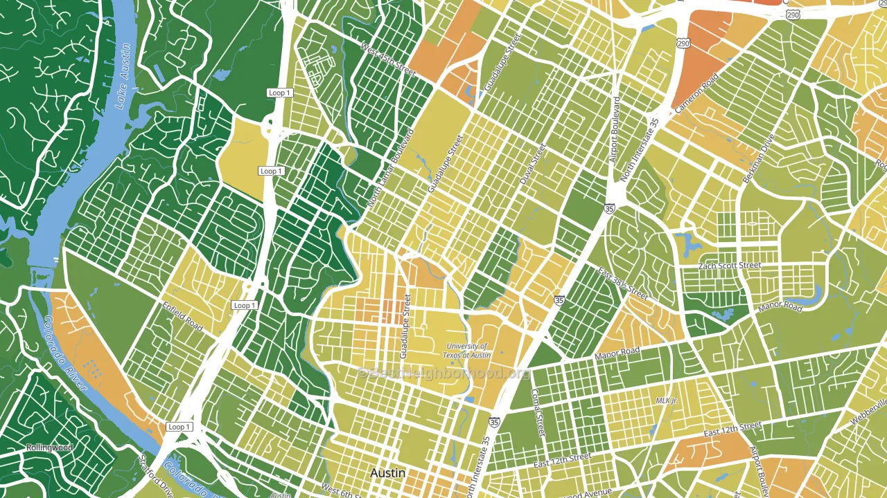 North University, Austin, TX block-group voter-turnout map