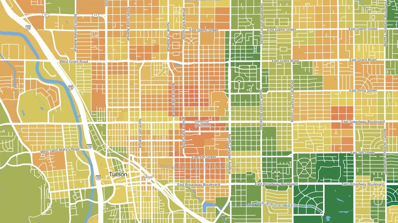 North University, Tucson, AZ block-group voter-turnout map