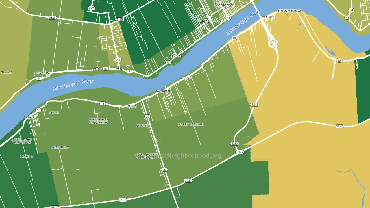 North Vacherie, LA block-group voter-turnout map