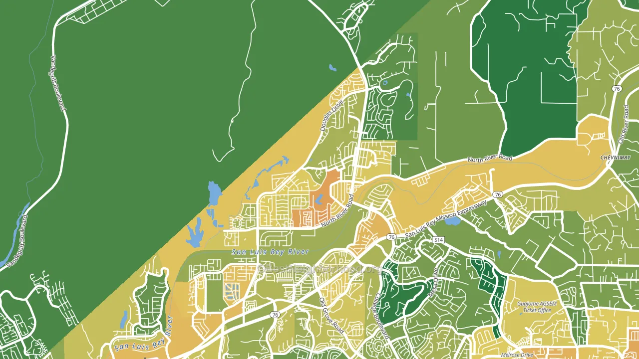 North Valley San Diego, Oceanside, CA block-group voter-turnout map
