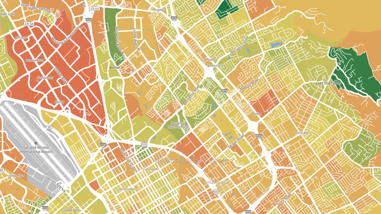 North Valley, San Jose, CA block-group voter-turnout map