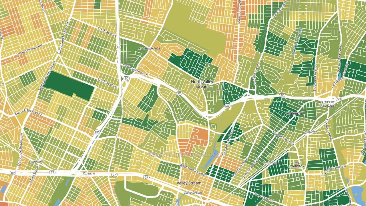 North Valley Stream, NY block-group voter-turnout map