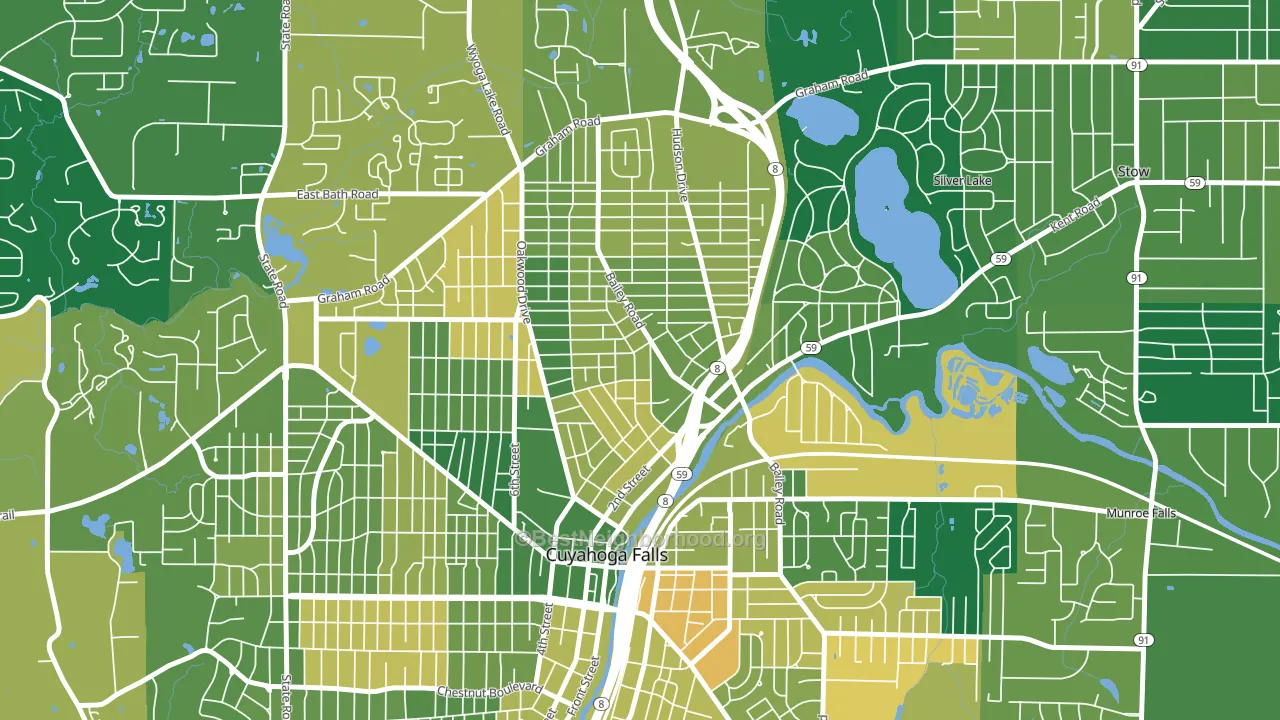 North Village, Cuyahoga Falls, OH block-group voter-turnout map