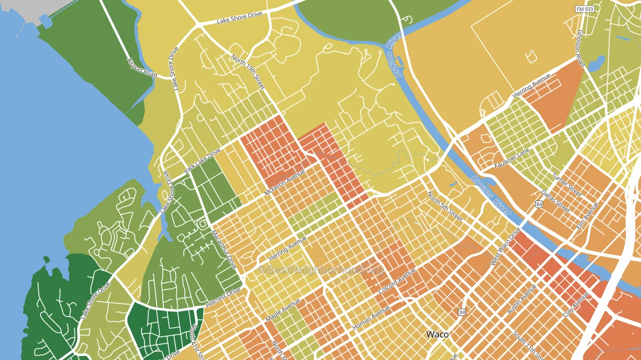 North Waco, Waco, TX block-group voter-turnout map