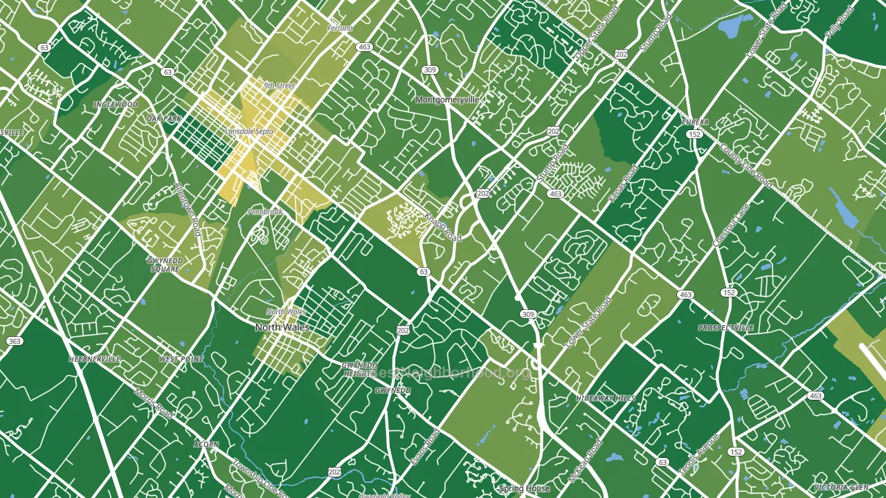 North Wales, PA block-group voter-turnout map