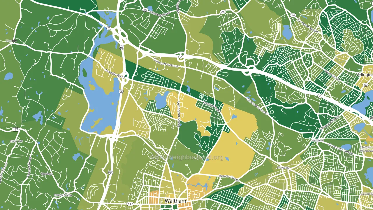 North Waltham, Waltham, MA block-group voter-turnout map