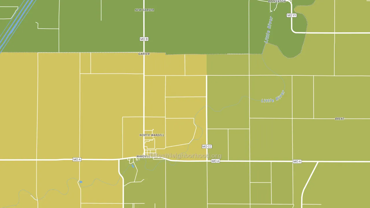 North Wardell, MO block-group voter-turnout map
