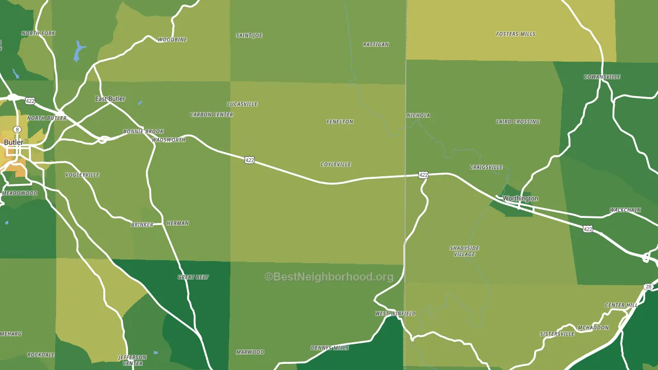 North Washington, PA block-group voter-turnout map