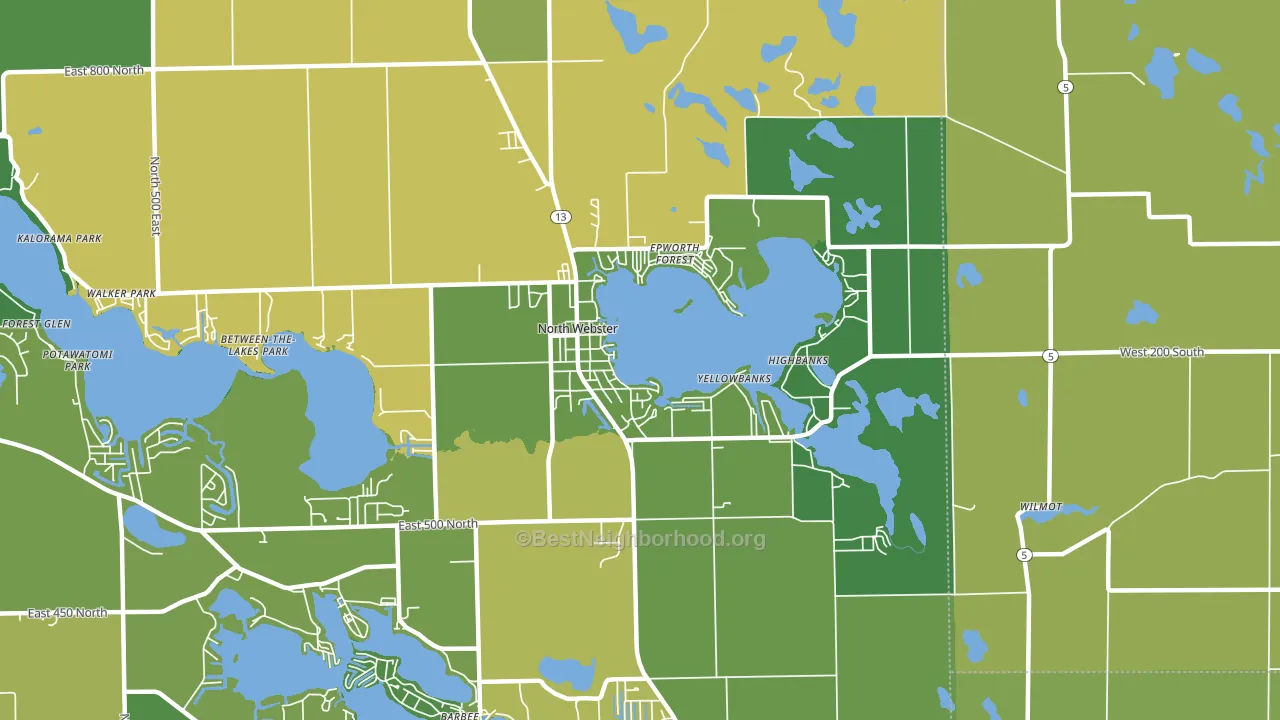 North Webster, IN block-group voter-turnout map