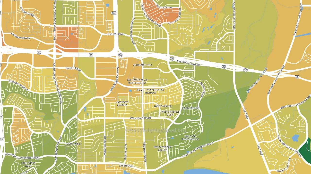 North Westchester Meadows, Grand Prairie, TX block-group voter-turnout map