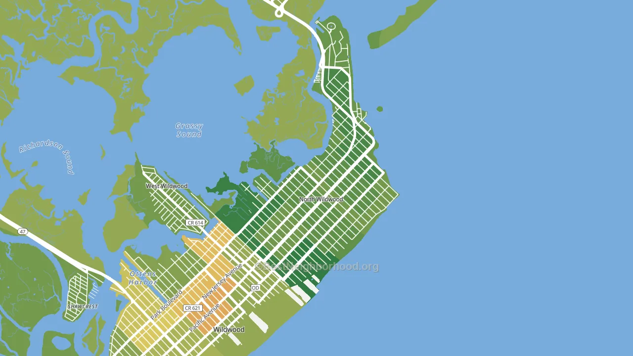 North Wildwood, NJ block-group voter-turnout map