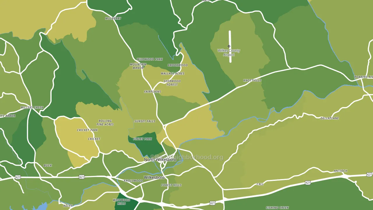 North Wilkesboro, NC block-group voter-turnout map
