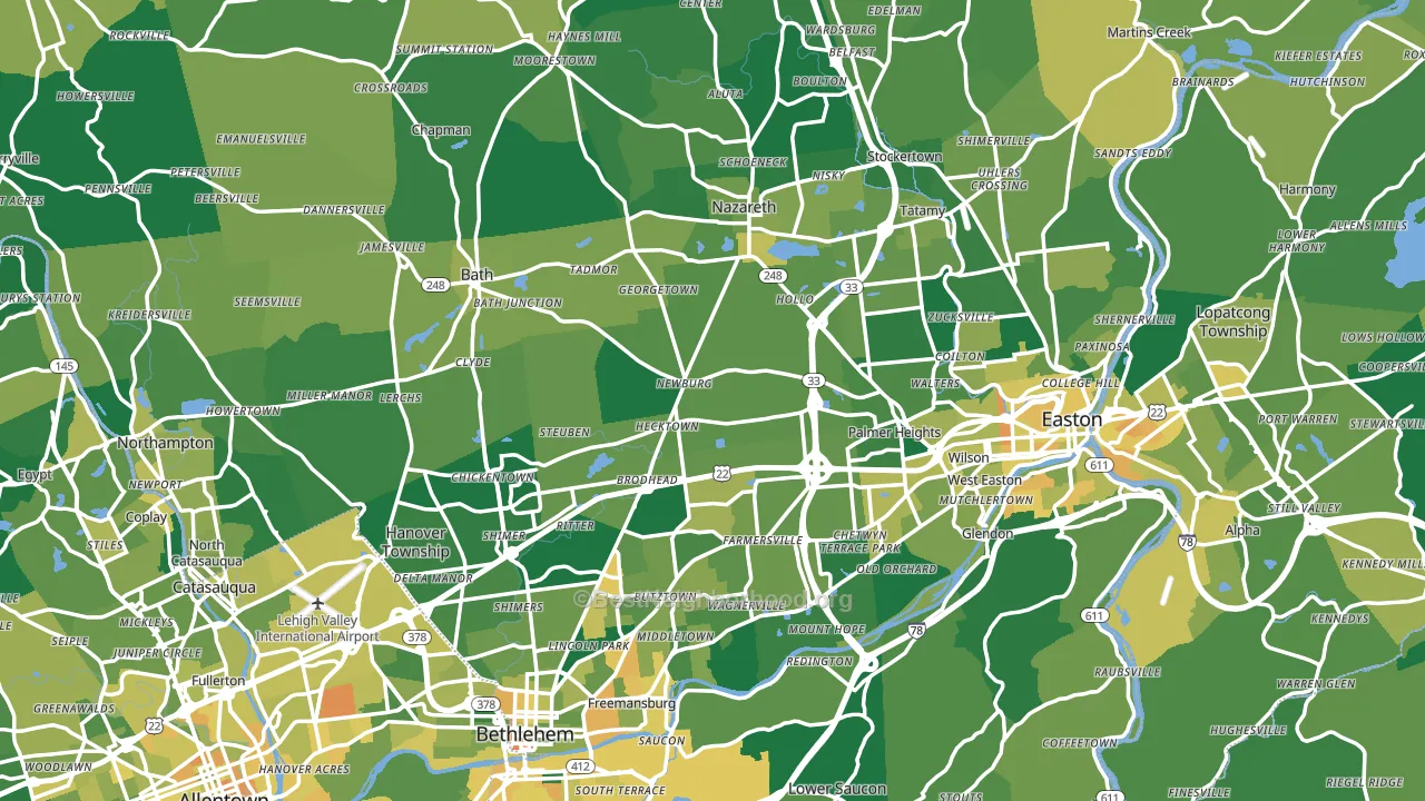 Northampton County, PA block-group voter-turnout map