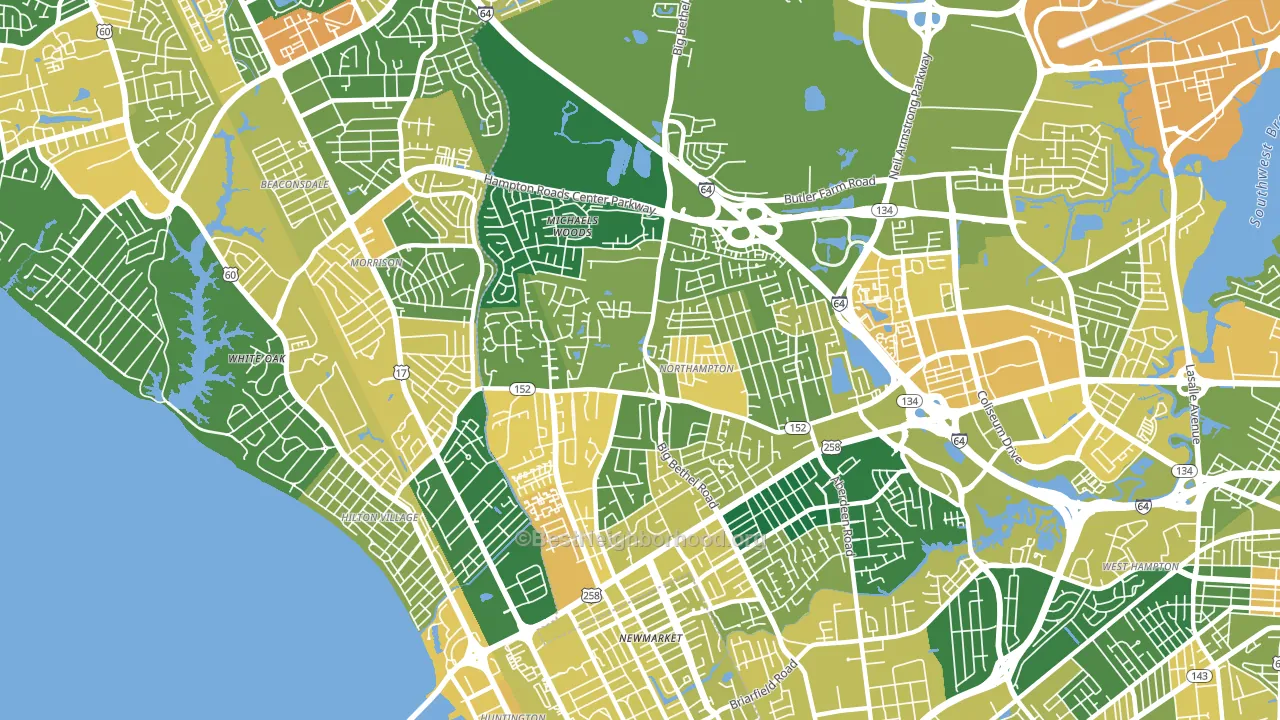 Northampton, Hampton, VA block-group voter-turnout map
