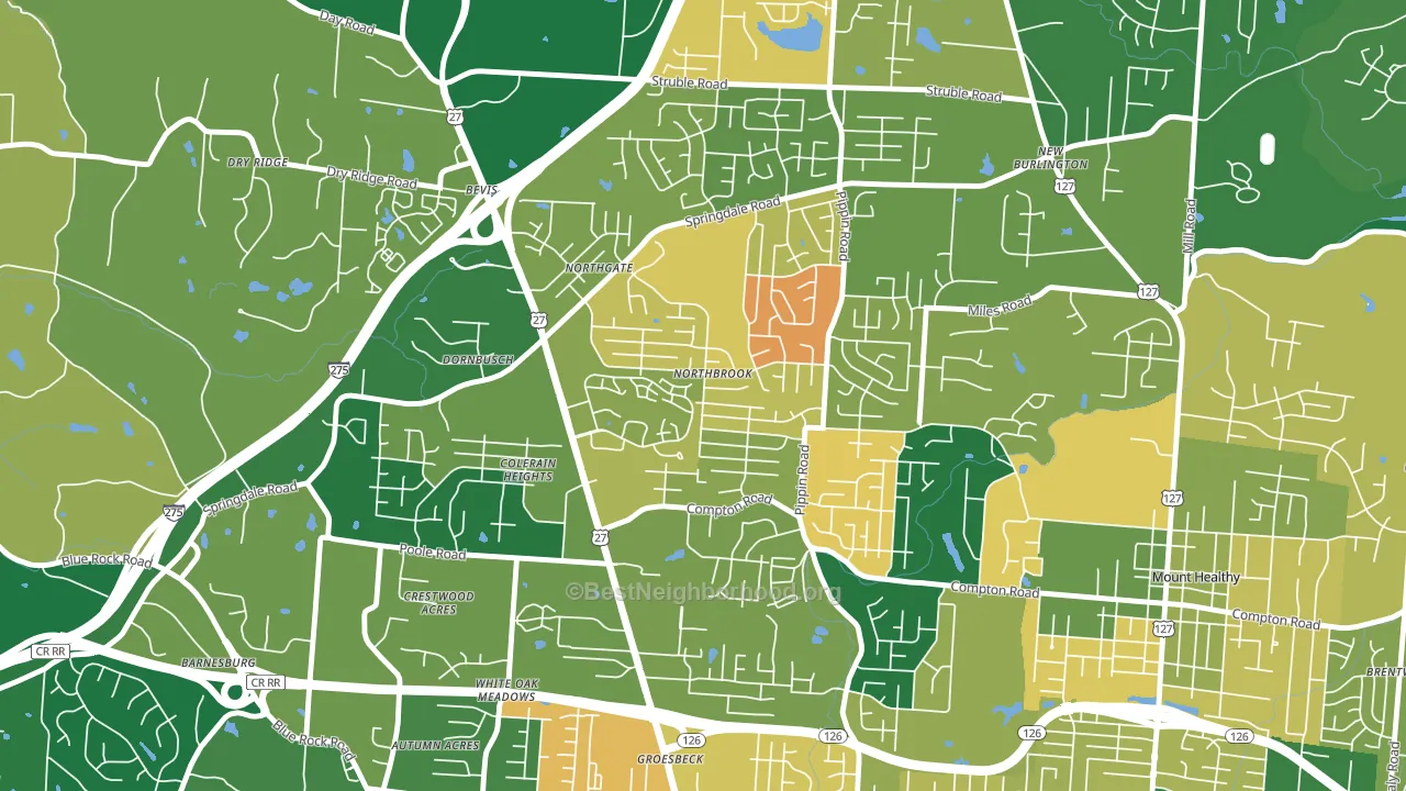 Northbrook, Cincinnati, OH block-group voter-turnout map