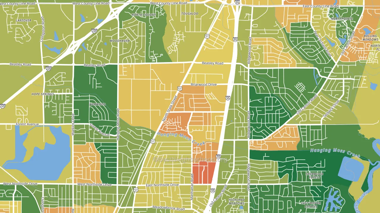 Northbrook, Jackson, MS block-group voter-turnout map