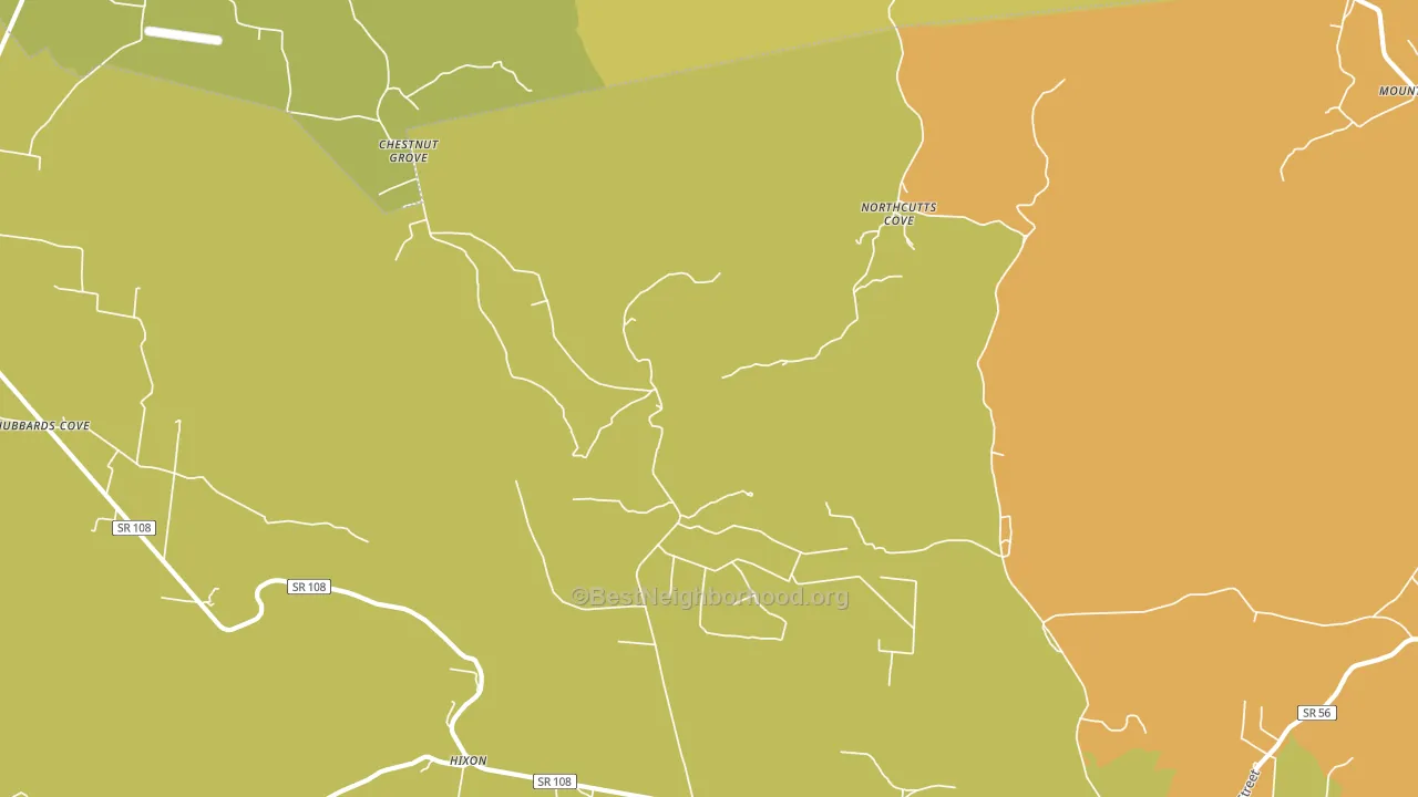 Northcutts Cove, TN block-group voter-turnout map