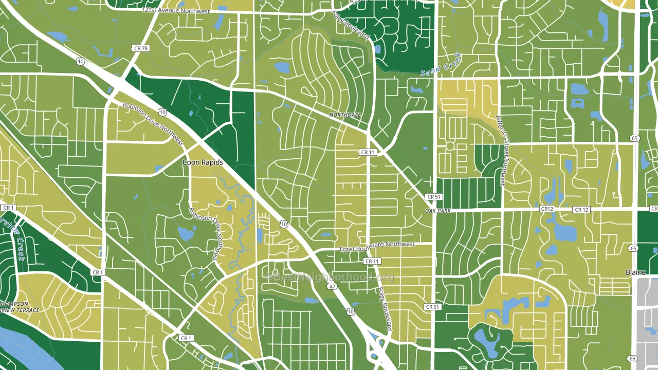 Northdale, Coon Rapids, MN block-group voter-turnout map