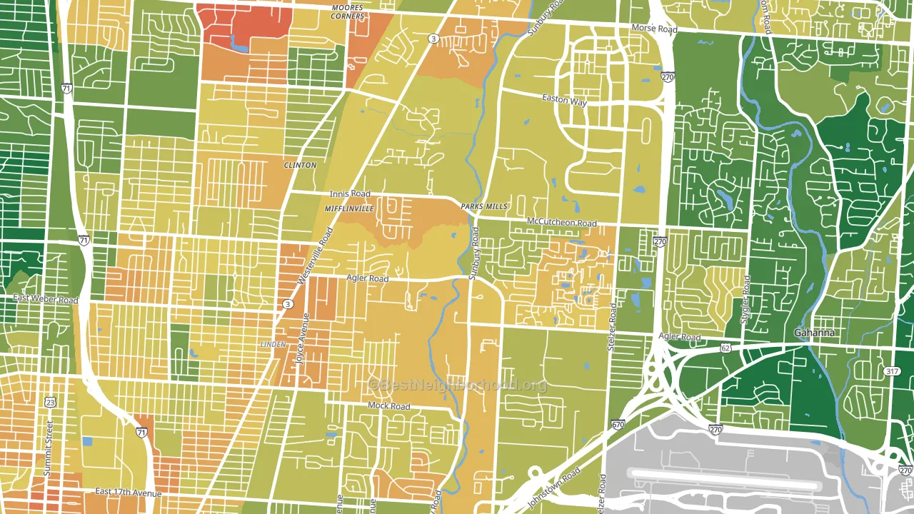 Northeast, Columbus, OH block-group voter-turnout map