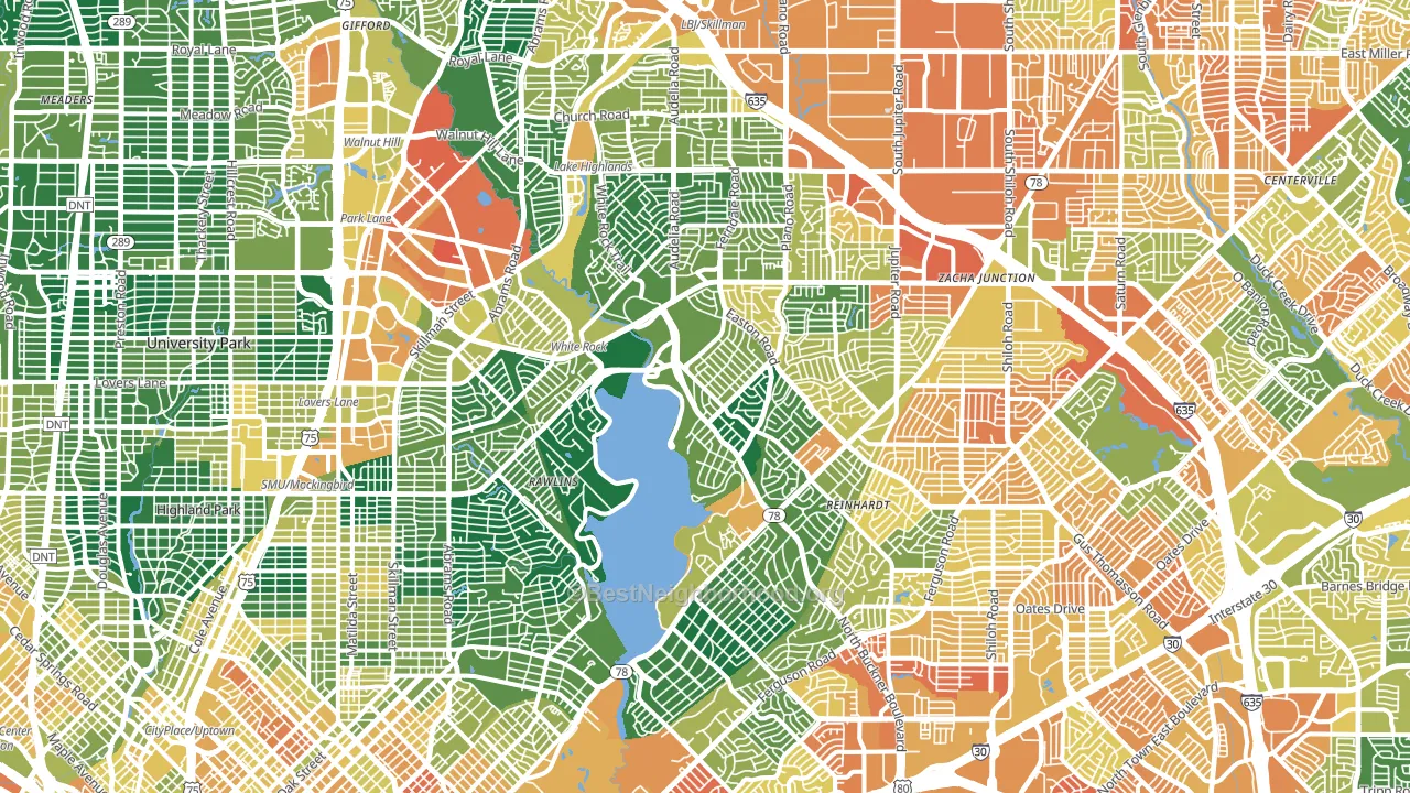 Northeast Dallas-White Rock, Dallas, TX block-group voter-turnout map