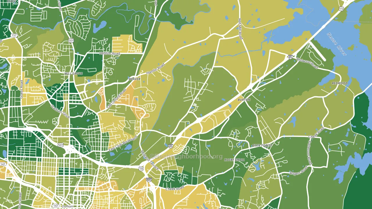 Northeast Durham, Durham, NC block-group voter-turnout map