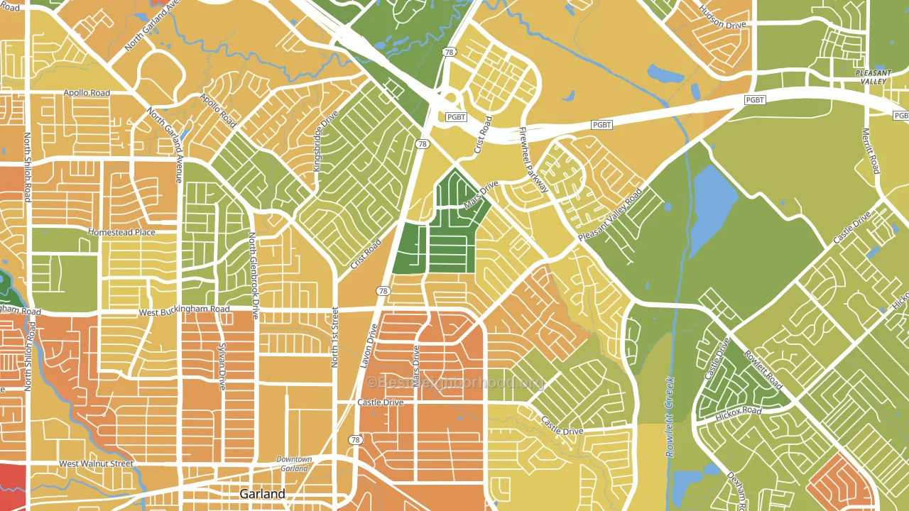 Northeast Garland, Garland, TX block-group voter-turnout map