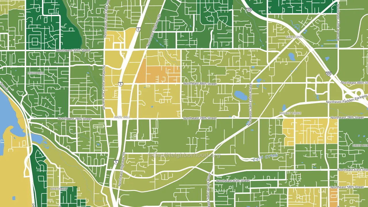 Northeast Hazel Dell, Hazel Dell, WA block-group voter-turnout map
