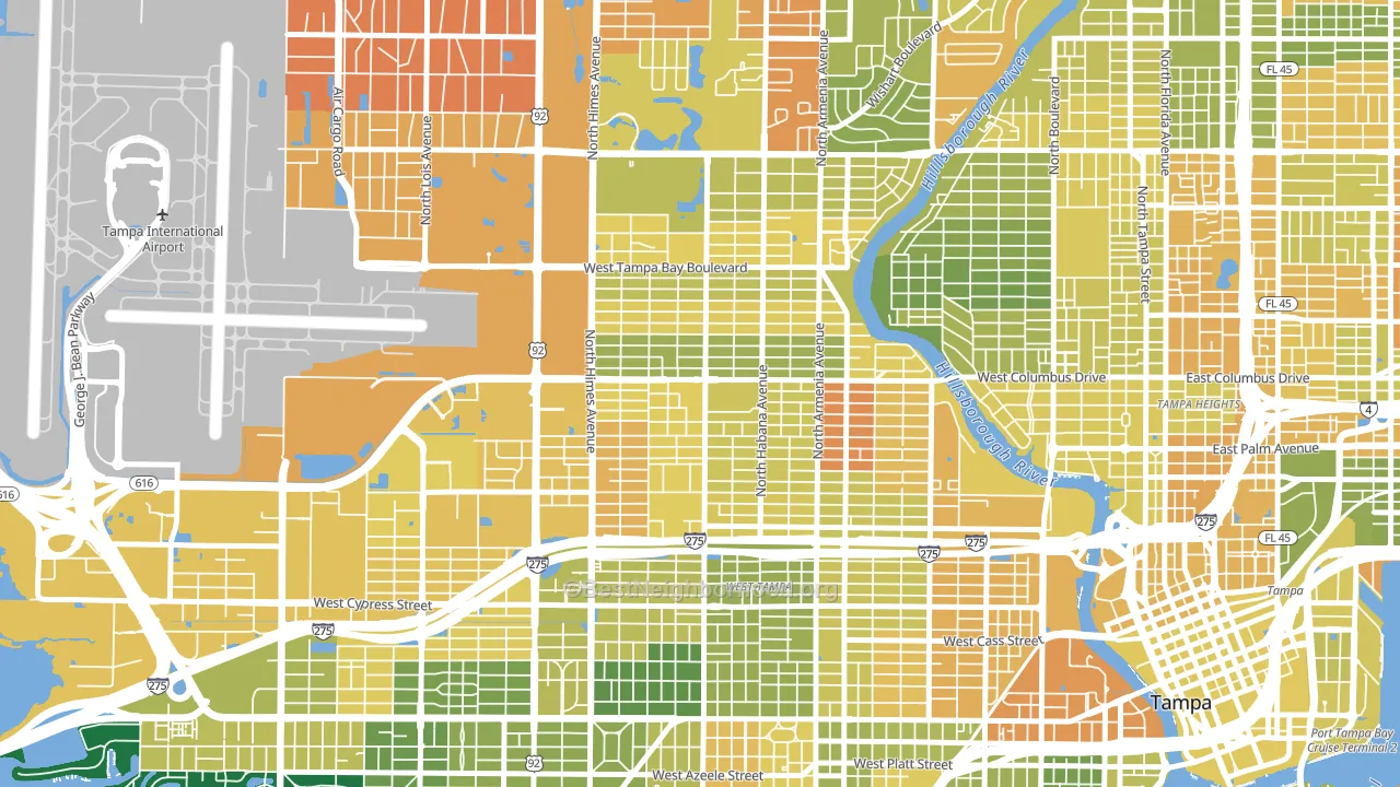 Northeast MacFarlane, Tampa, FL block-group voter-turnout map