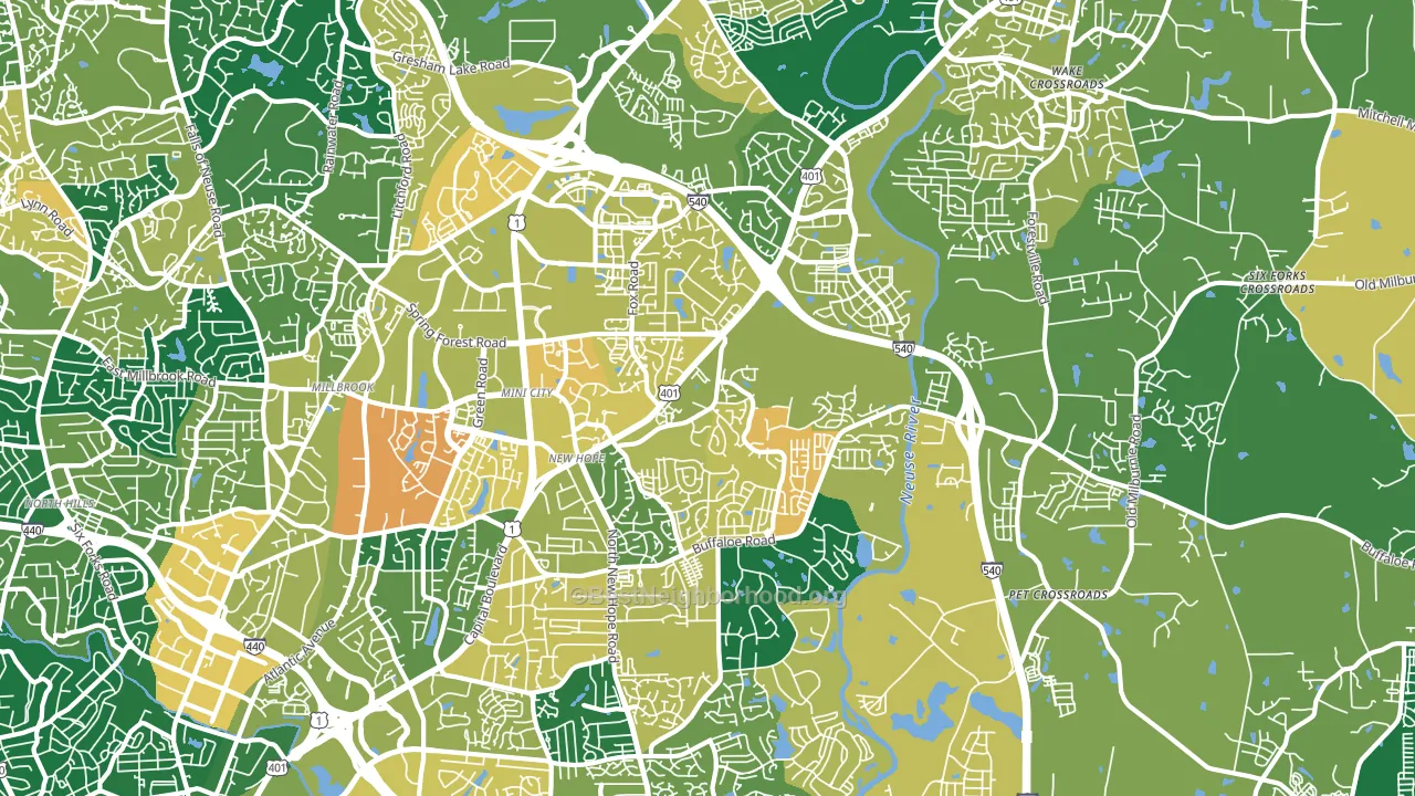 Northeast Raleigh, Raleigh, NC block-group voter-turnout map
