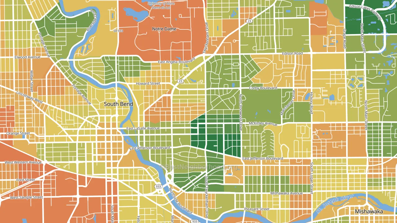 Northeast, South Bend, IN block-group voter-turnout map