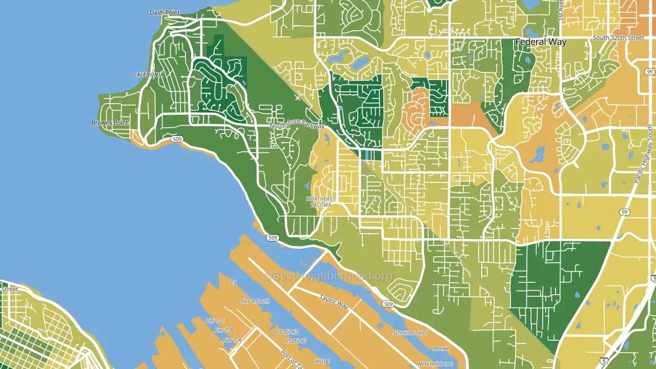 Northeast Tacoma, Tacoma, WA block-group voter-turnout map
