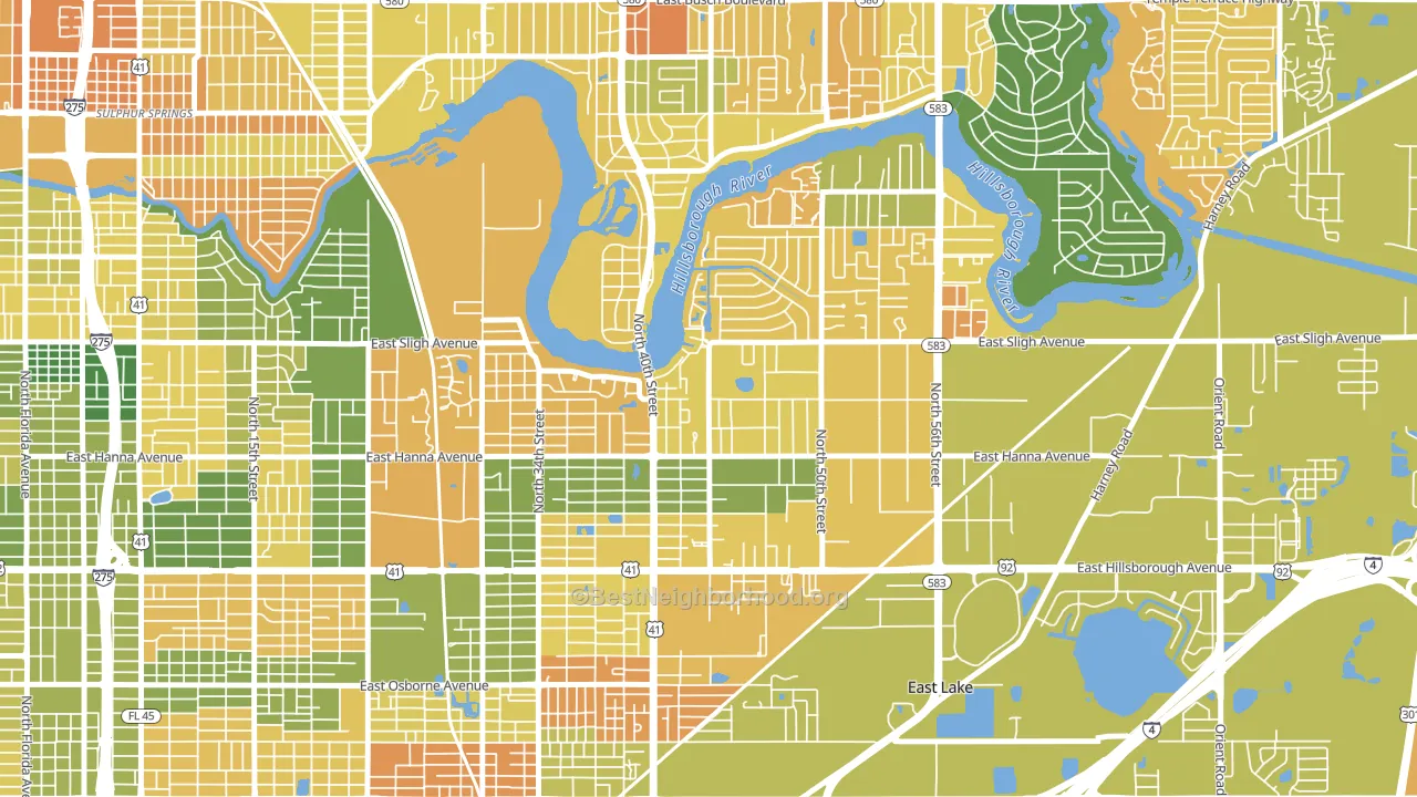 Northeast, Tampa, FL block-group voter-turnout map