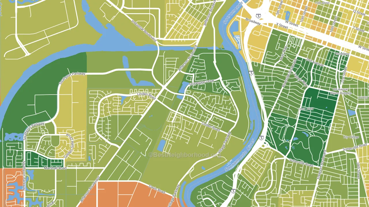 Northeast Village, West Sacramento, CA block-group voter-turnout map