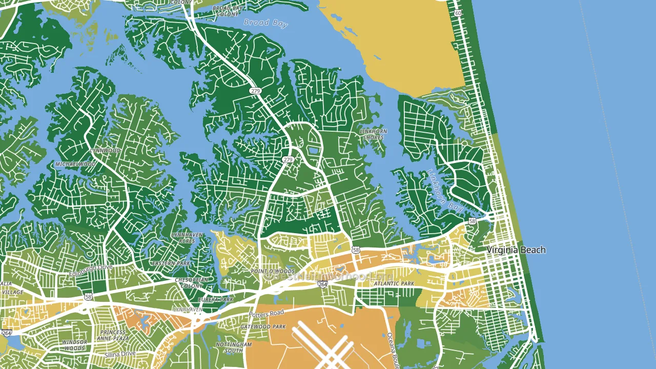 Northeast, Virginia Beach, VA block-group voter-turnout map